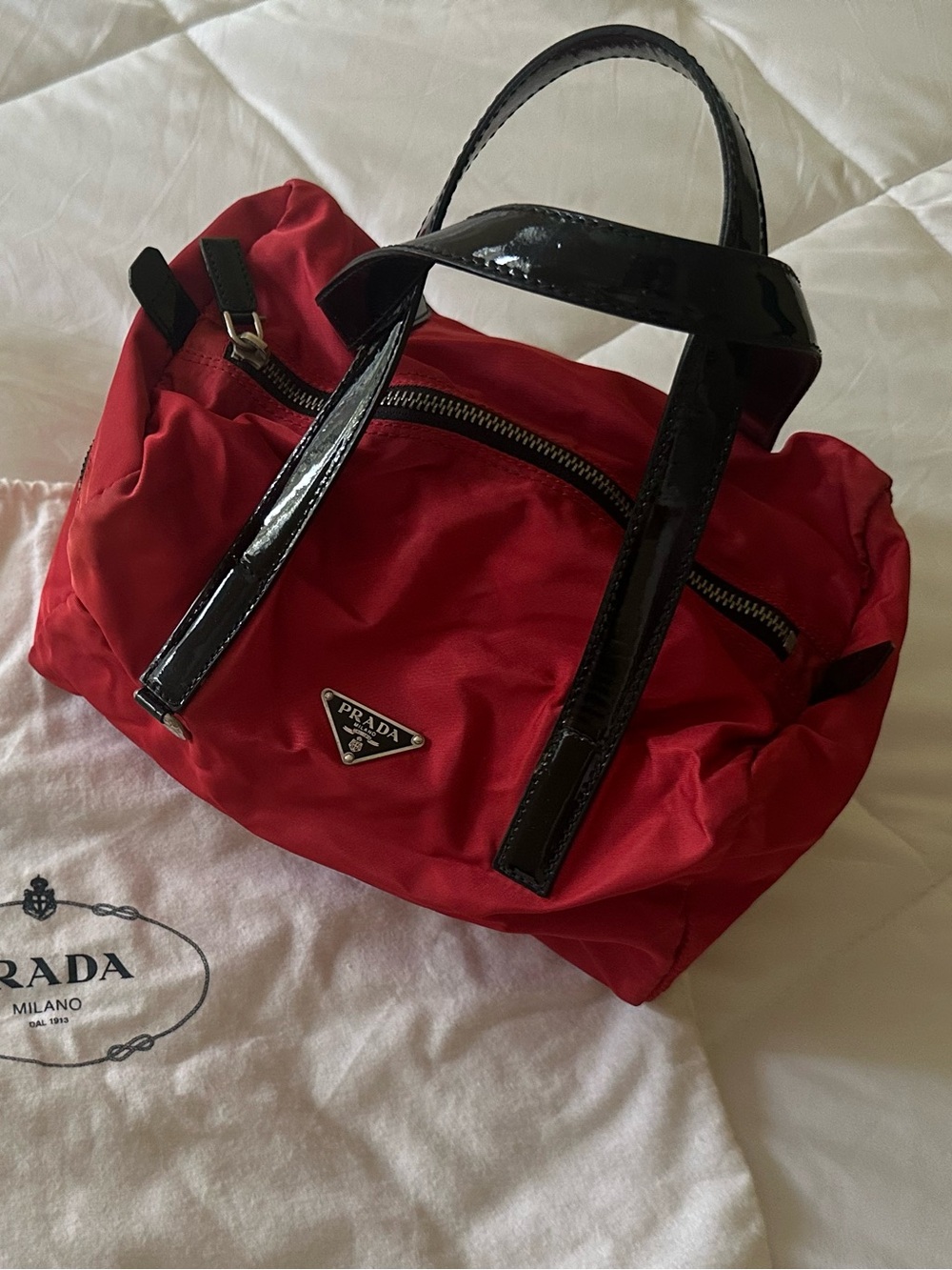Vintage Prada Red Nylon Satchel